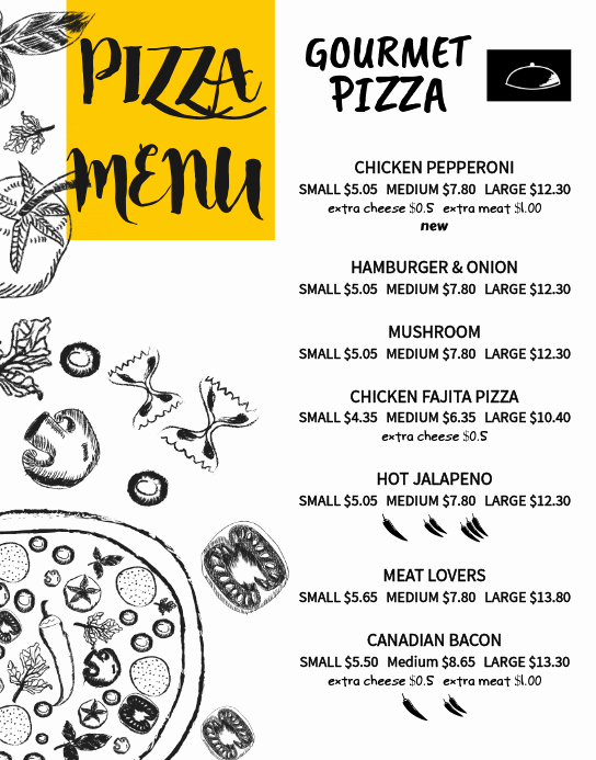 Pizza Menu Template Free Inspirational Copy Of Pizza Menu Card Template