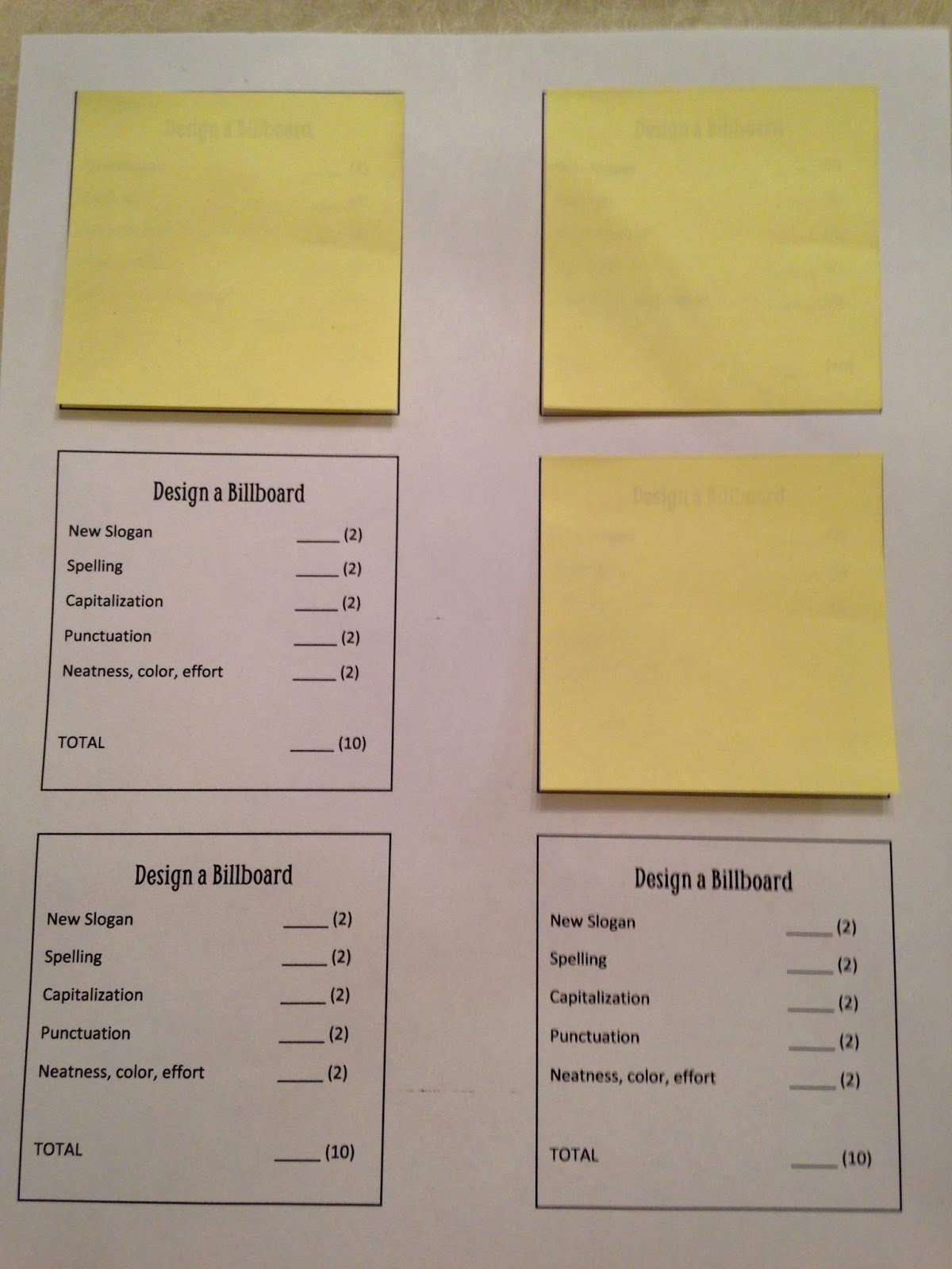 Post It Note Printing Template Inspirational Lesson Deli Mini Post It Rubrics