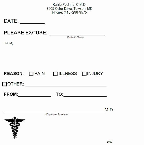 Printable Doctor Note Template Elegant Fake Doctors Note
