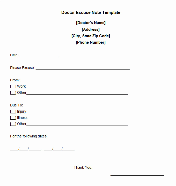 Printable Doctor Note Template Fresh 5 Free Fake Doctors Note Templates