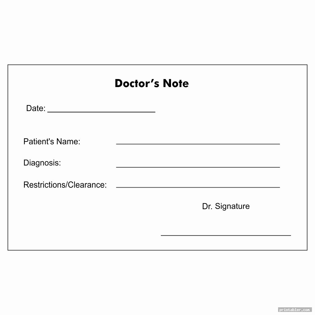 Printable Doctor Note Template Luxury Blank Printable Doctor Note Printabler