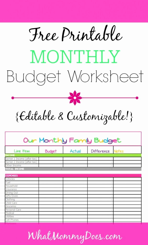 Printable Family Budget Template Elegant Cute Monthly Bud Printable – Free Editable Template