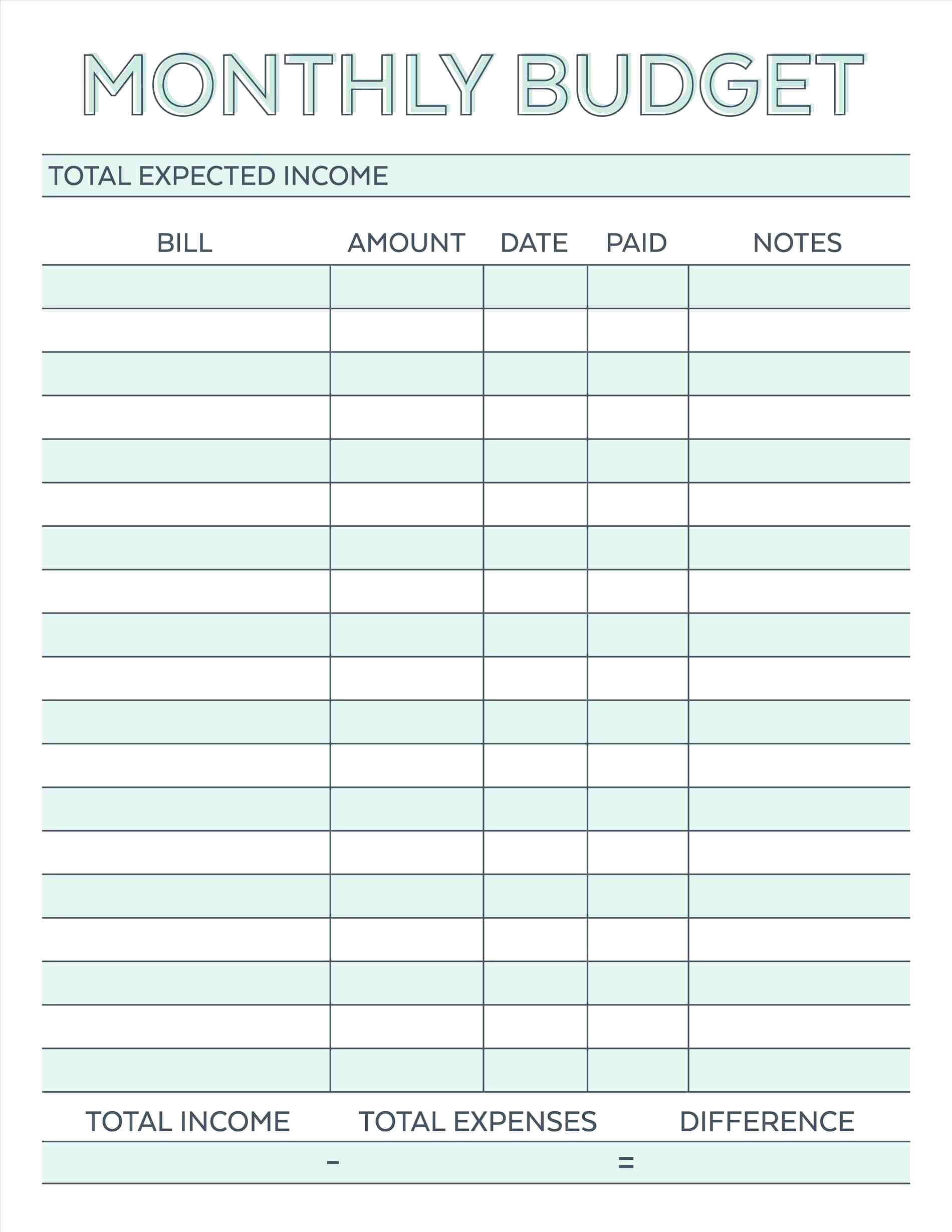 Printable Family Budget Template Lovely Bud Planner Planner Worksheet Monthly Bills Template