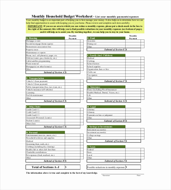 Printable Home Budget Template Best Of 10 Household Bud Template