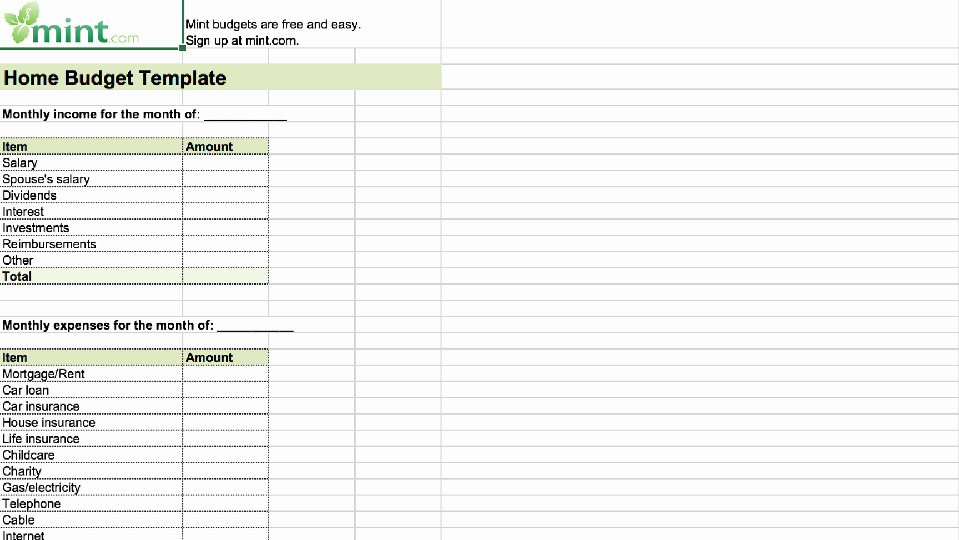 Printable Home Budget Template Fresh 15 Easy to Use Bud Templates