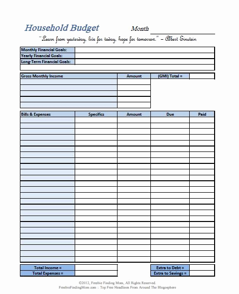 Printable Home Budget Template Lovely Free Printable Bud Worksheets – Download or Print