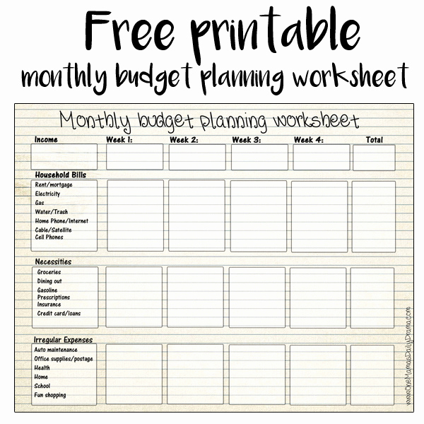 Printable Home Budget Template Luxury Printable Monthly Bud Worksheet for Tracking Your Spending