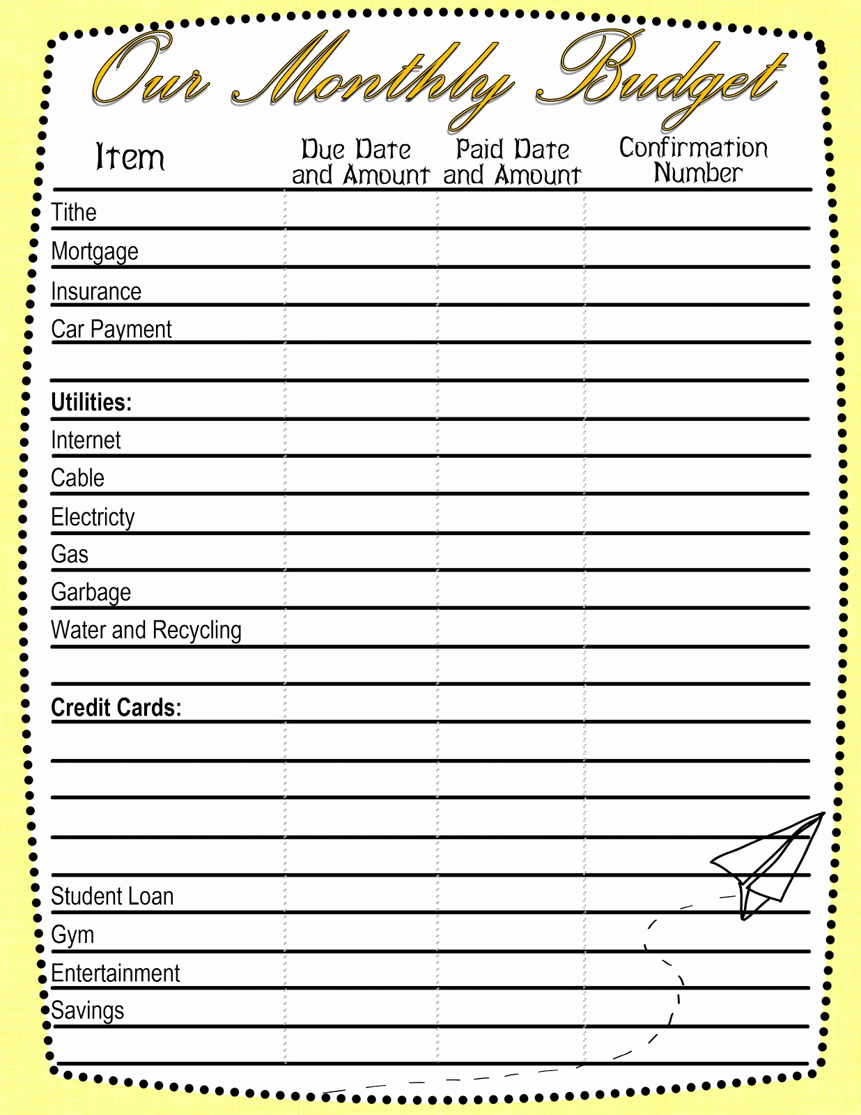 Printable Home Budget Template Luxury the Minnesota Westons Printable Bud Quick Sheet