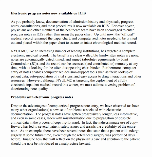 Progress Note Template Pdf Awesome Free 9 Sample Progress Note Templates In Pdf