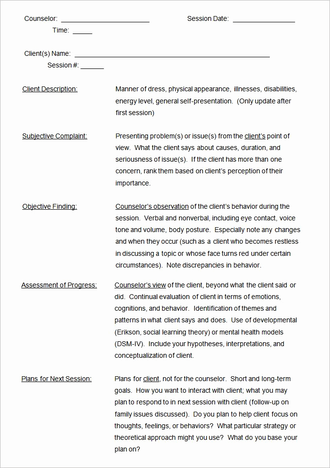 Progress Note Template Pdf Elegant Progress Note Template for Mental Health Counselors