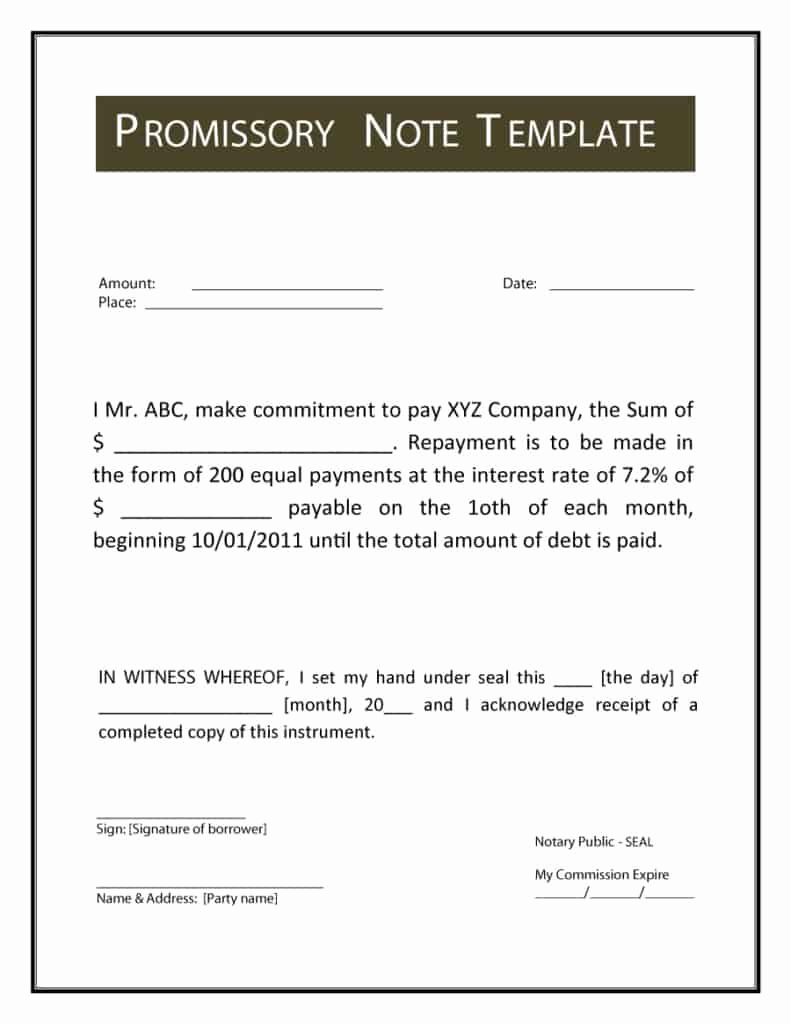 Promissory Note Template Free Awesome 12 Promissory Note Templates Samples In Microsoft Word