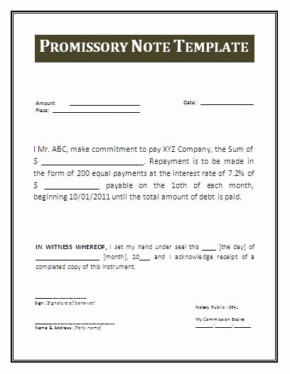 Promissory Note Template Free Best Of Promissory Note form Free Printable Documents