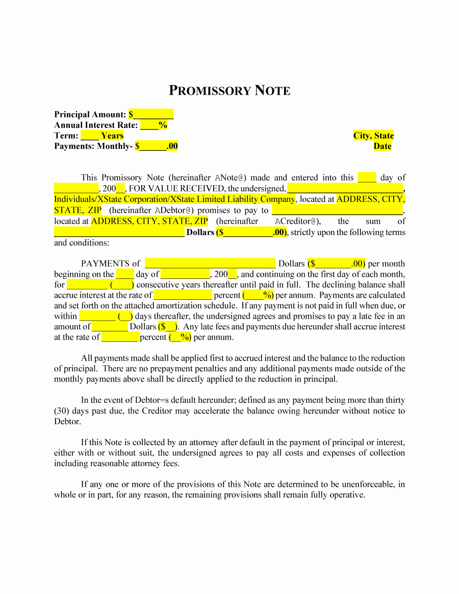 Promissory Note Template Free Download Best Of 45 Free Promissory Note Templates &amp; forms [word &amp; Pdf