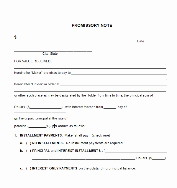 Promissory Note Template Free Download Inspirational Free Promissory Note Template