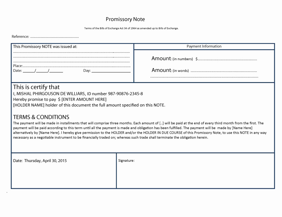 Promissory Note Template Free Download Luxury 45 Free Promissory Note Templates &amp; forms [word &amp; Pdf]