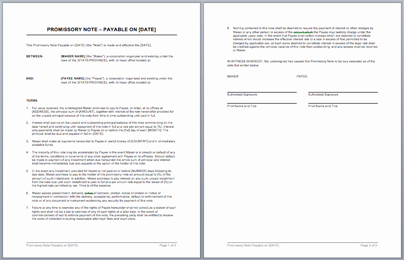 Promissory Note Template Free Download Luxury Promissory Note Template Word Templates for Free Download