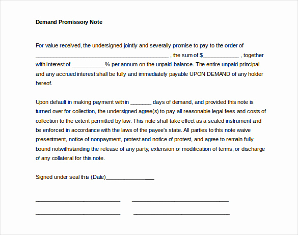 Promissory Note Template Free Download Unique 5 Demand Note Templates – Free Sample Example format