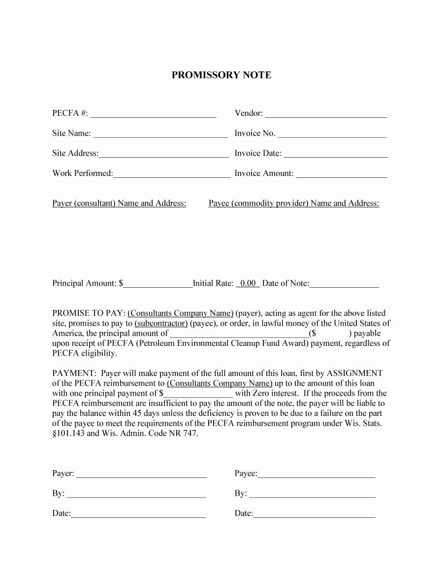 Promissory Note Template Free Luxury 45 Free Promissory Note Templates &amp; forms [word &amp; Pdf]