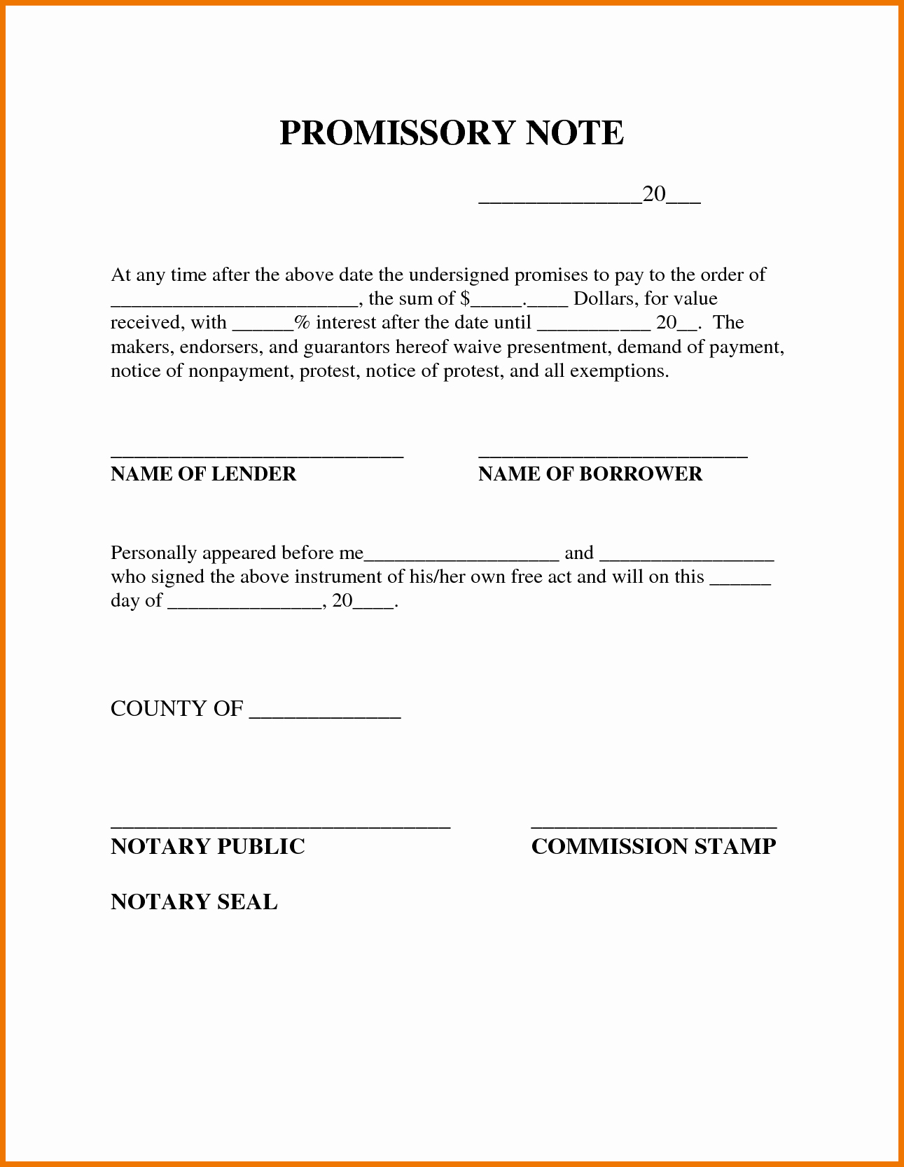 Promissory Note Template Free Luxury Free Promissory Note Template