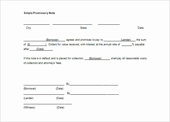 Promissory Note Template Word Awesome Simple Promissory Note