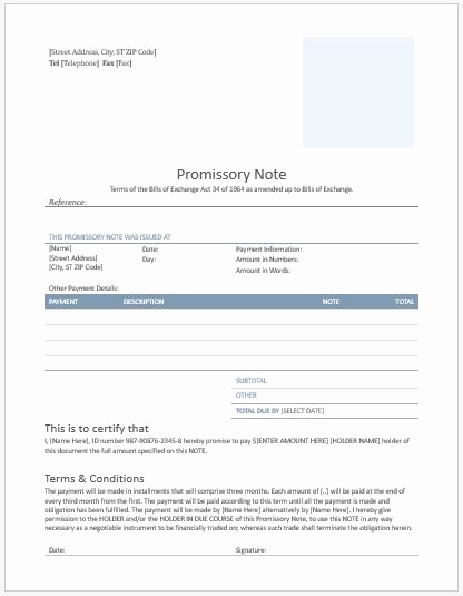 Promissory Note Template Word Beautiful Promissory Note Template 2018 for Ms Word