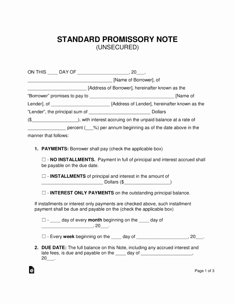 Promissory Note Template Word Best Of Free Unsecured Promissory Note Template Word