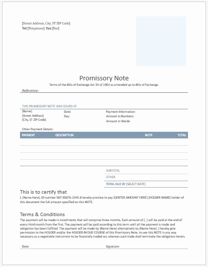 Promissory Note Template Word Elegant Promissory Note Template 2018 for Ms Word