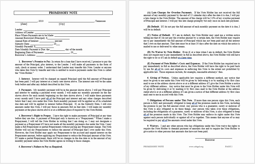 Promissory Note Template Word Lovely 43 Free Promissory Note Samples &amp; Templates Ms Word and