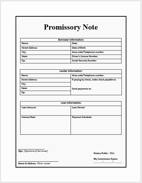 Promissory Note Template Word Lovely 43 Free Promissory Note Samples &amp; Templates Ms Word and