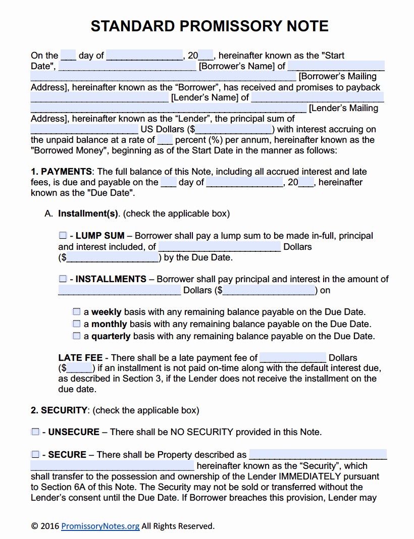 Promissory Note Template Word Lovely Free Promissory Note Template Adobe Pdf &amp; Microsoft Word