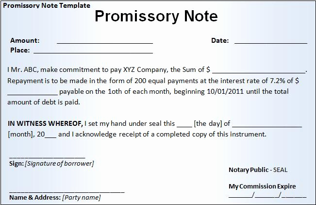 Promissory Note Template Word Lovely Promissory Note Template