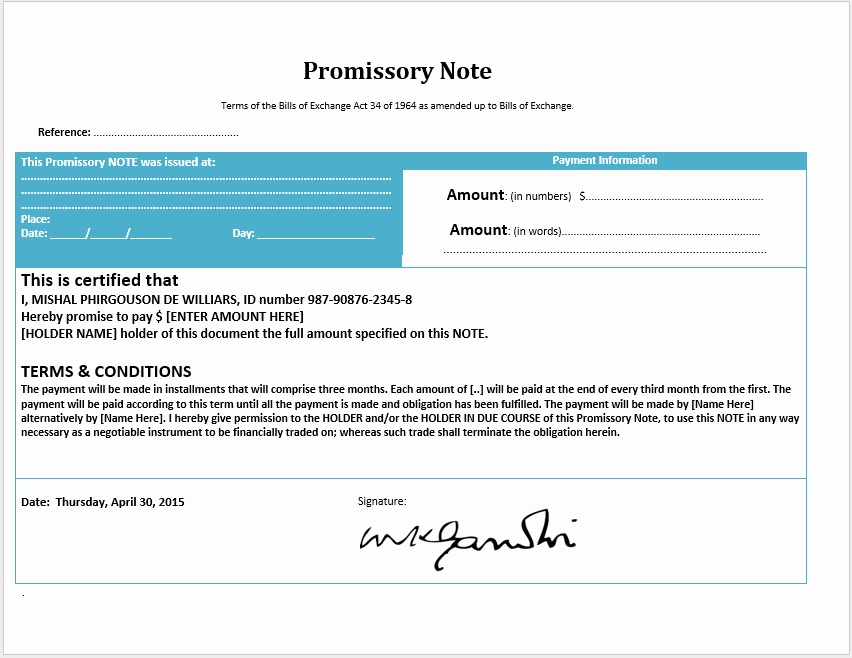 Promissory Note Template Word Luxury 43 Free Promissory Note Samples &amp; Templates Ms Word and