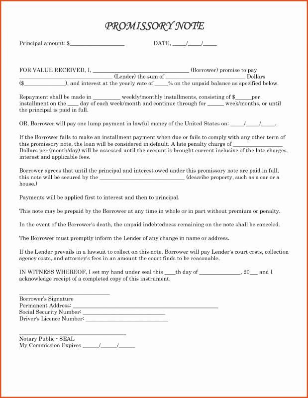 Promissory Note Word Template Awesome Promissory Note Templates Word