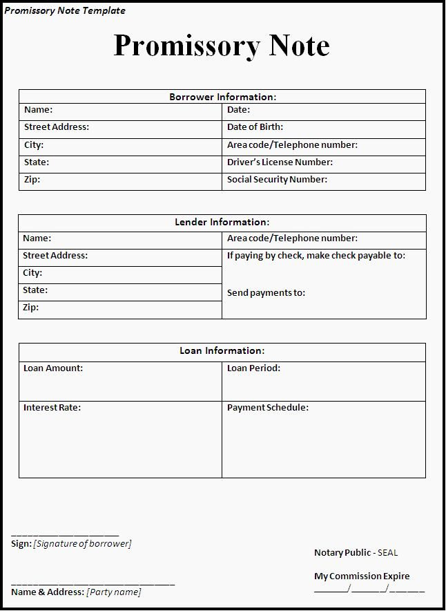 Promissory Note Word Template Best Of Printable Sample Promissory Note form form …