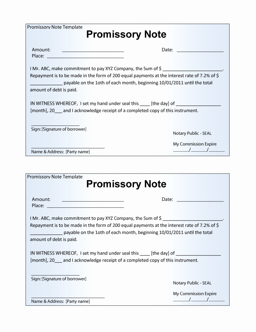 Promissory Note Word Template Elegant 45 Free Promissory Note Templates &amp; forms [word &amp; Pdf]