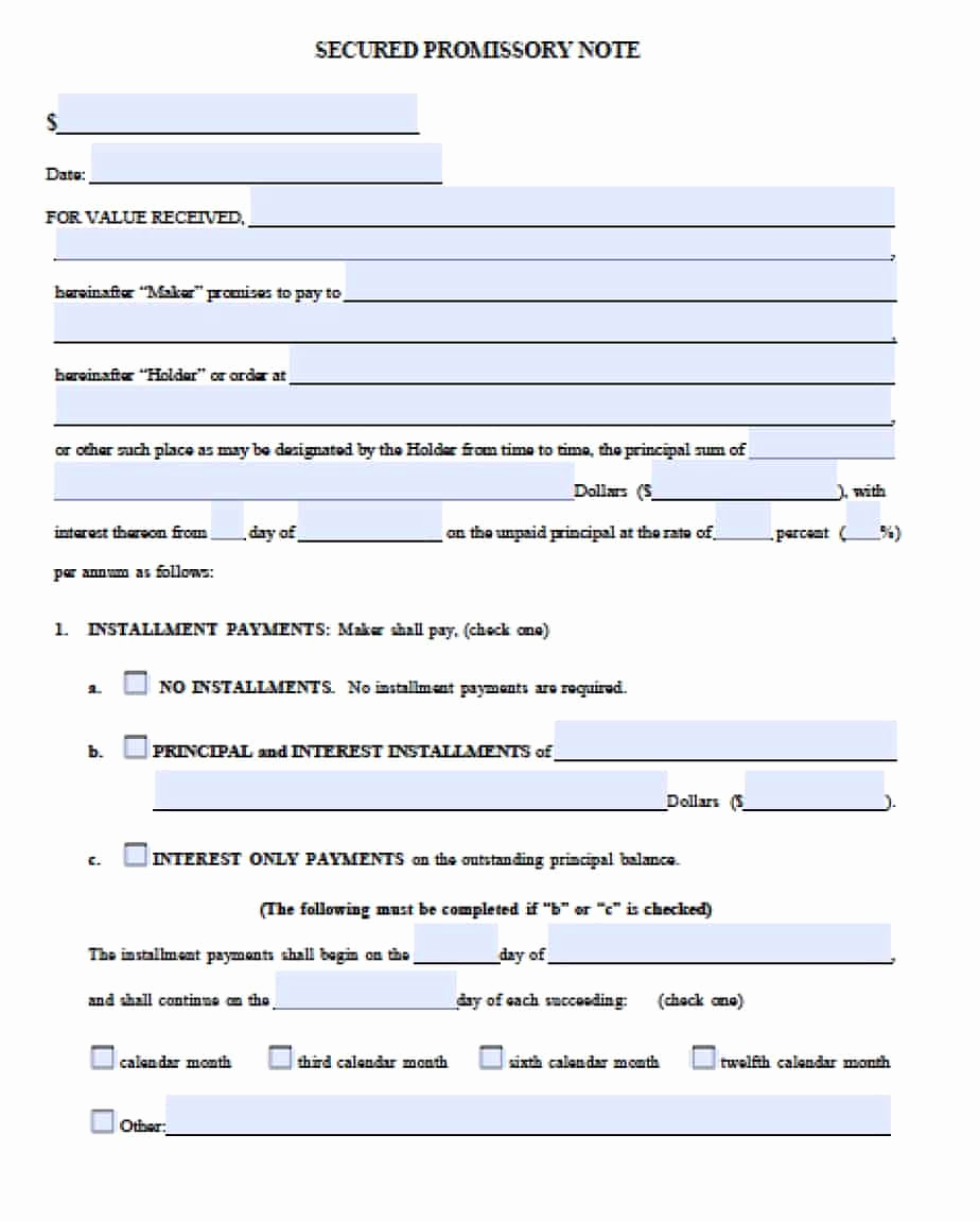 Promissory Note Word Template Lovely 6 Promissory Note Templates Excel Pdf formats