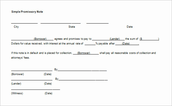 Promissory Note Word Template Lovely Simple Promissory Note