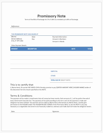 Promissory Note Word Template New Promissory Note Template 2018 for Ms Word