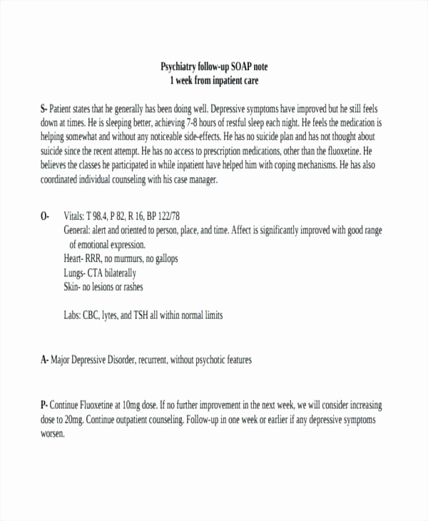 Psychiatric soap Note Template Best Of Outpatient Progress Note Template – Ijbcr