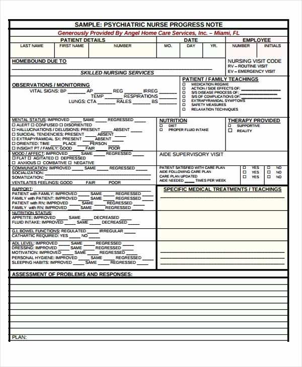 Psychiatric soap Note Template Unique Nursing Note Templates 6 Free Word Pdf format Download