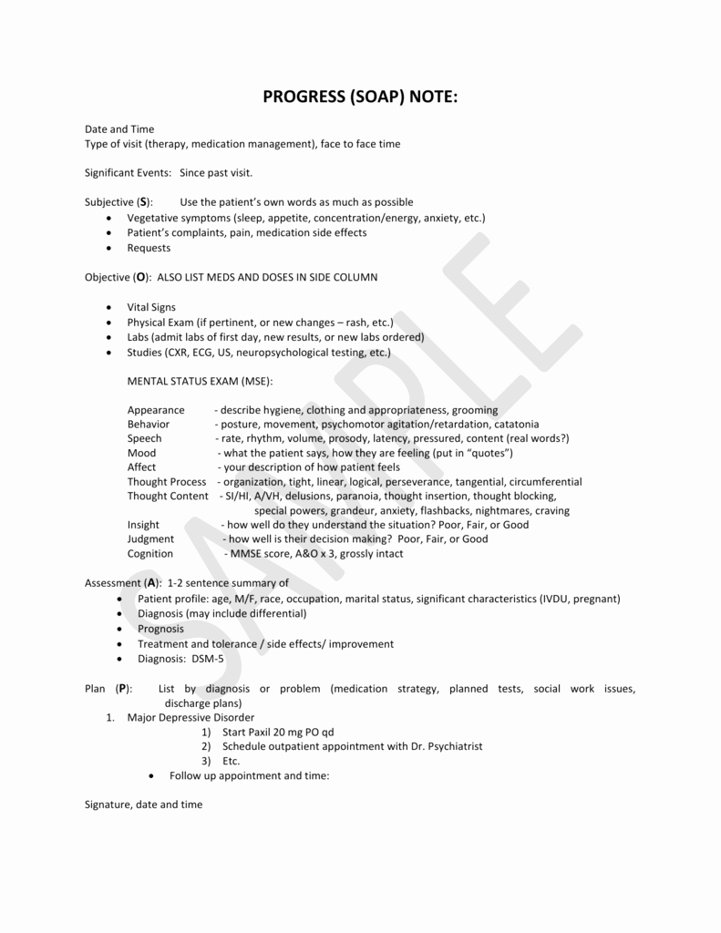 Psychiatry soap Note Template Awesome Medication Management Progress Notes