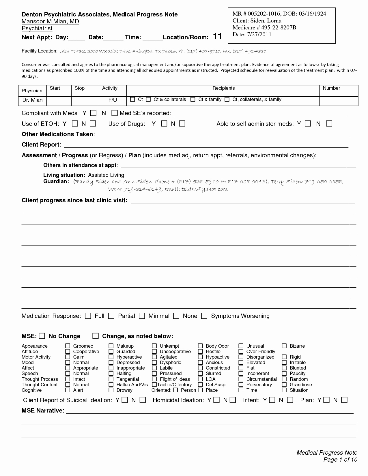 Psychiatry soap Note Template Lovely Psychiatric Progress Note Template