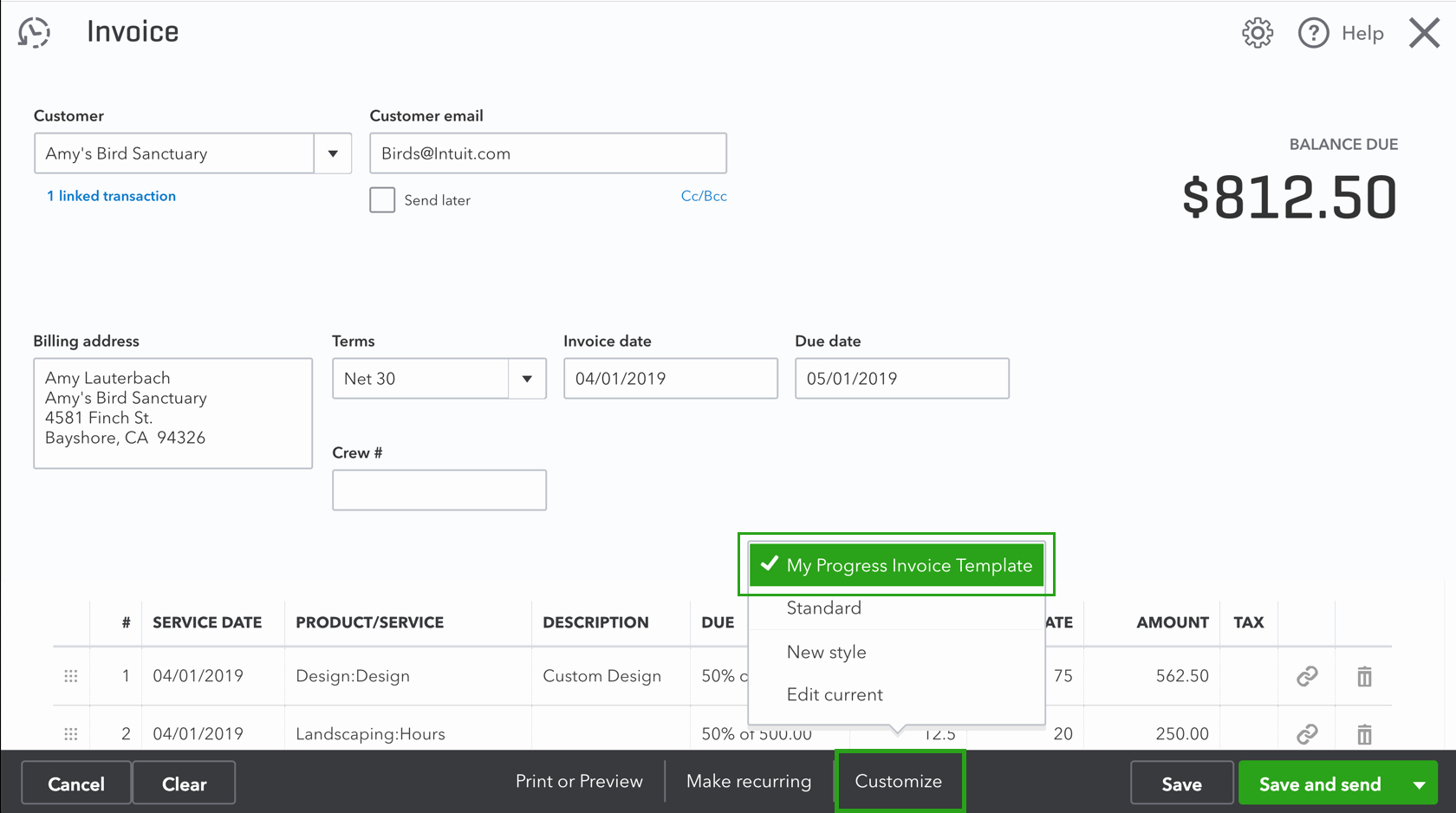 Quickbooks Invoice Template Download Elegant Set Up and Send Progress Invoices In Quickbooks