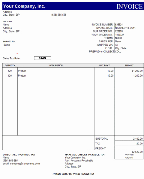 Quickbooks Invoice Template Excel Awesome Quickbooks Invoice Template Excel