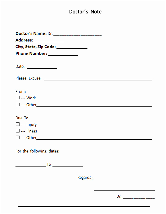 Real Doctors Note Template Unique Doctor Note Template