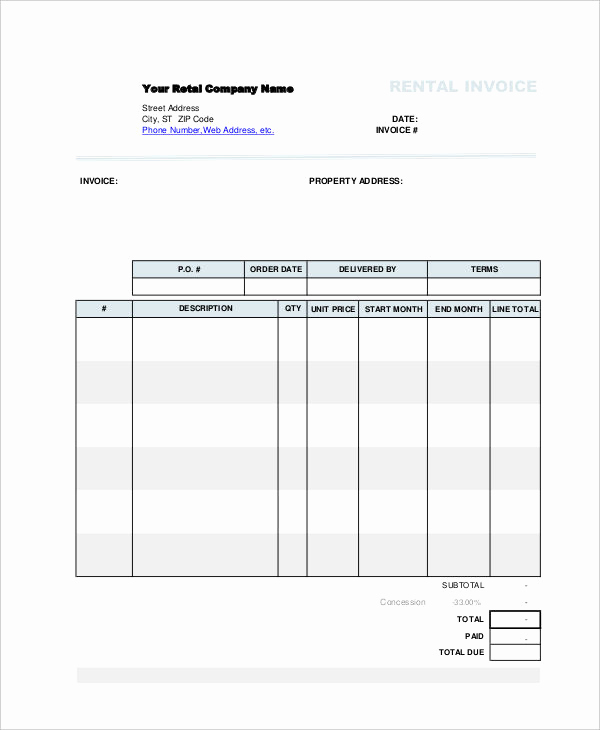 Rent Invoice Template Free Lovely Rent Invoice Template 12 Free Word Pdf format Download