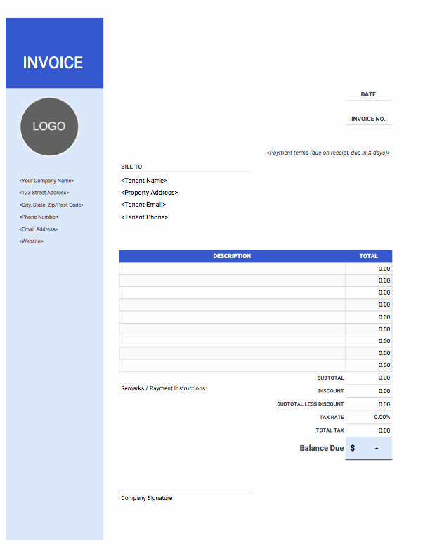 Rent Invoice Template Free Luxury Rental Invoice Templates Free Download