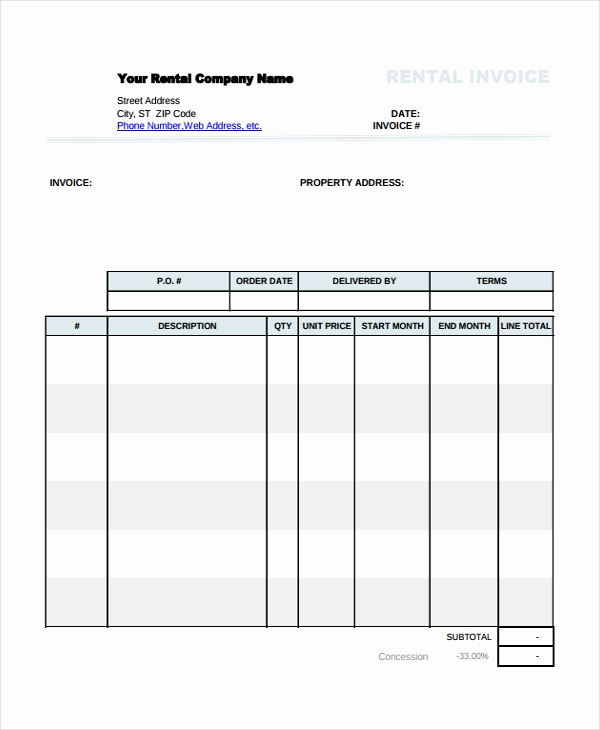 Rent Invoice Template Free New Rental Invoice Template 20 Free Word Pdf Document