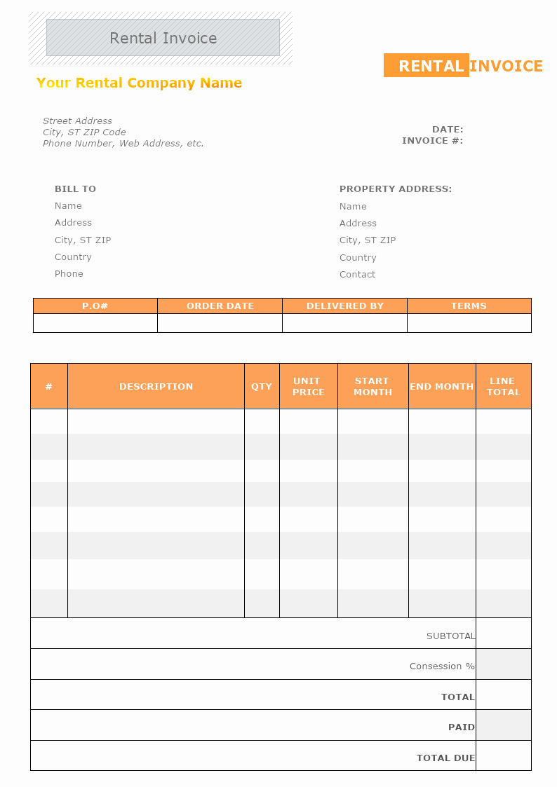 Rent Invoice Template Free New Rental Invoice Template Free Printable Receipt Templates