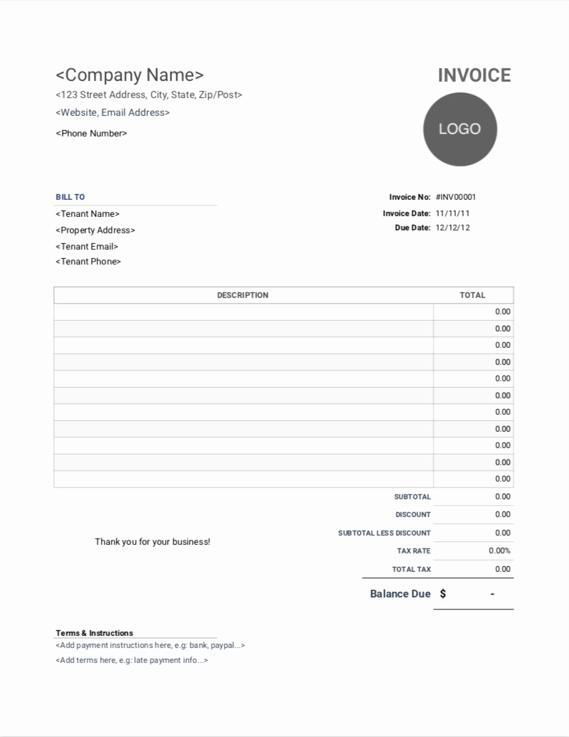 Rent Invoice Template Free New Rental Invoice Templates Free Download